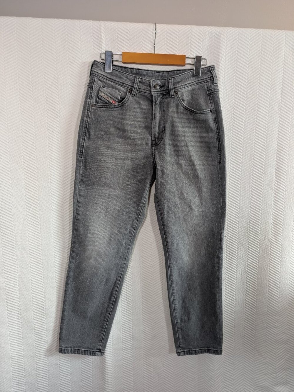 Diesel Industry Y2K D-JOY Crop Jeans Grey Wash Mid-Rise Designer Denim W28 L30